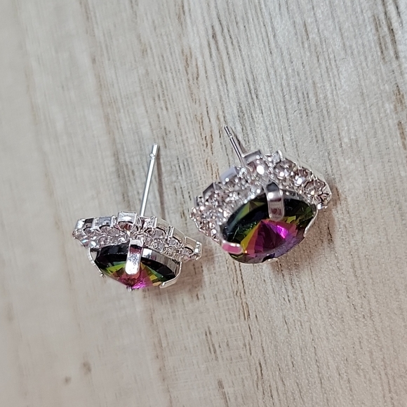 Watermelon Sparkle Prism Stud Earrings - Picture 6 of 6